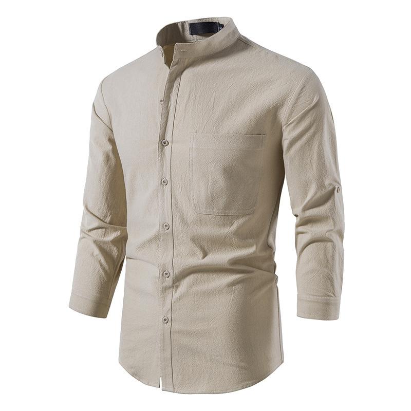 Mens Long Sleeve Linen Button Shirt 93656158X
