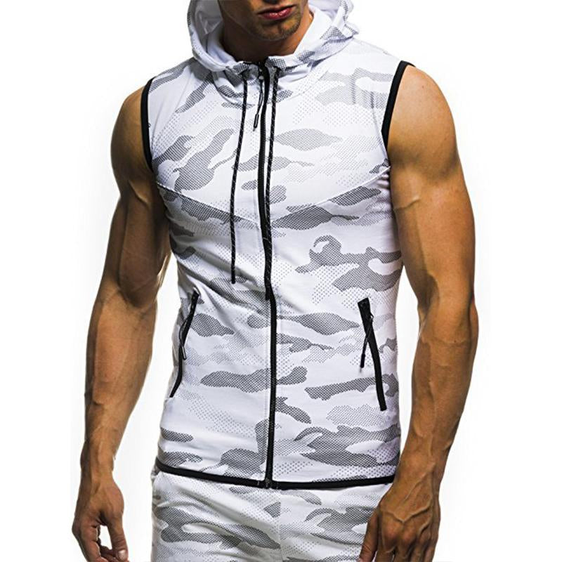 Mens Casual Camouflage Slim Hooded Tank Top 45288828M