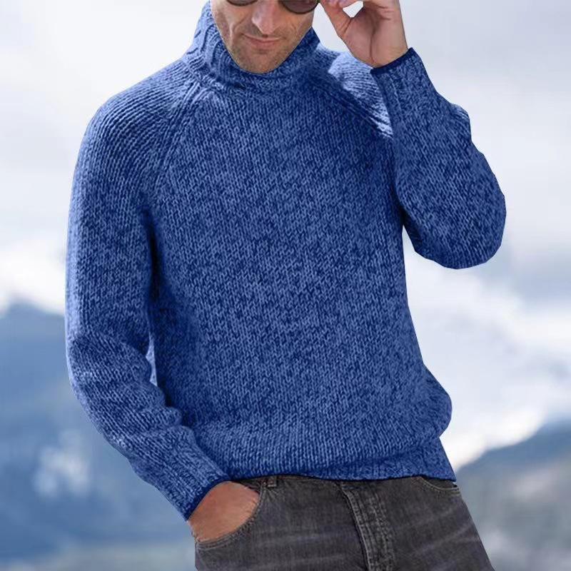 Mens Turtleneck Pullover Solid Color Sweater 10272892X