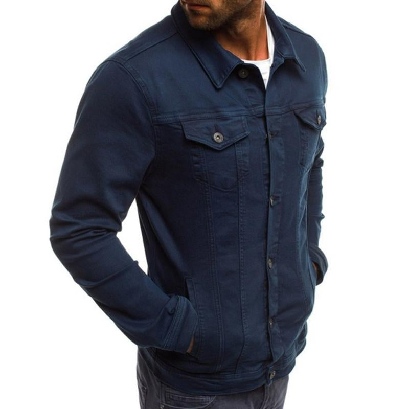 Mens Casual Solid Color Button Lapel Jacket 02134545M