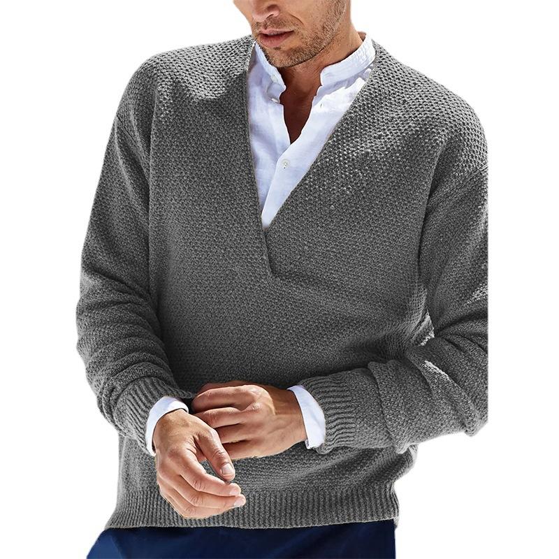 Mens Slim Fit Long Sleeve V-Neck Knit Pullover Sweater 57994922M