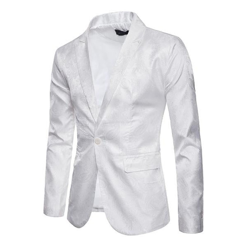 Mens Court Jacquard One Button Fitted Blazer 77902686M