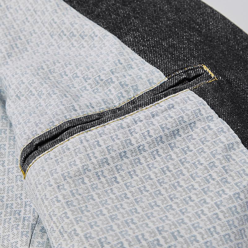 Mens Casual Thin Fit Lapel Denim Blazer 67211149M
