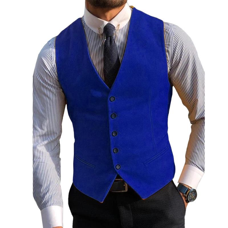 Mens Casual V-neck Single-breasted Suit Vest 13358039M