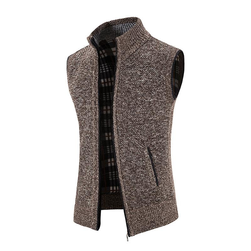 Mens Casual Stand Collar Zipper Knitted Vest 07947834M