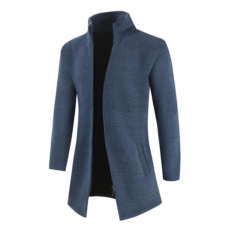Mens Stand Collar Solid Color Cardigan Sweater Jacket 78804348X