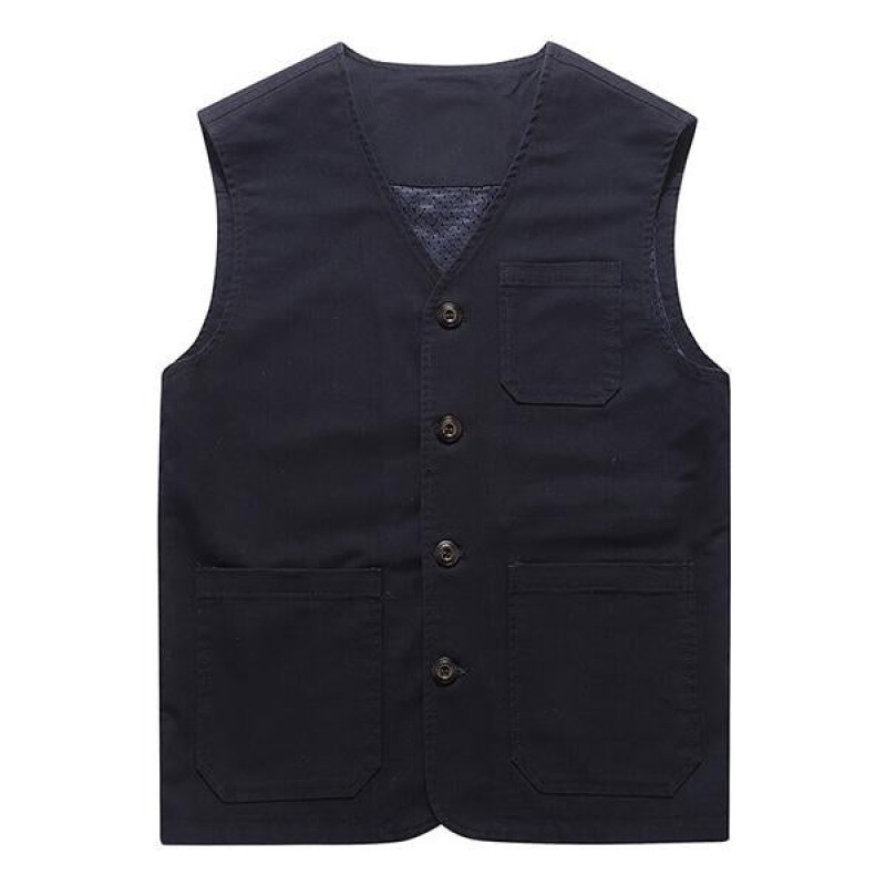 Mens Casual Solid Color V-Neck Thin Vest 21460241M