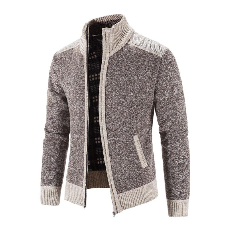 Mens Casual Fleece Thickened Contrast Knitted Cardigan 01661113M