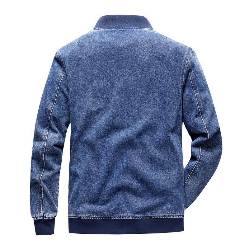 Mens Vintage Slim Fit Zip Denim Baseball Jacket 22803130M