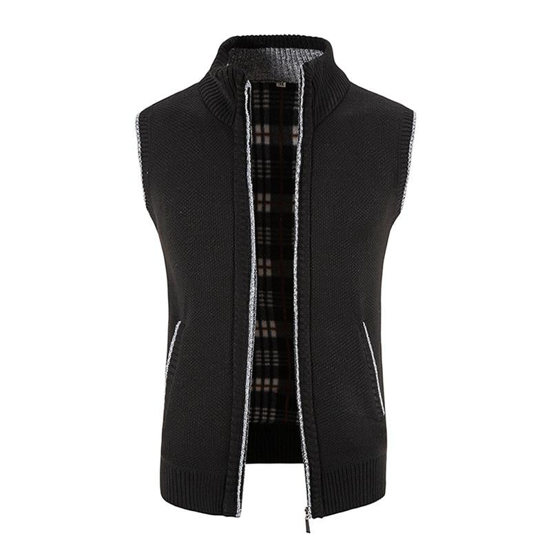 Mens Casual Stand Collar Zipper Knitted Vest 07947834M