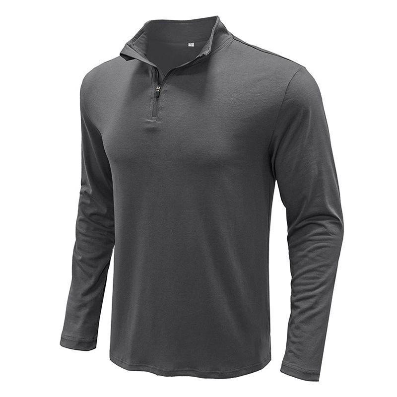 Mens Casual Stand Collar Zipper T Shirt 99017892M