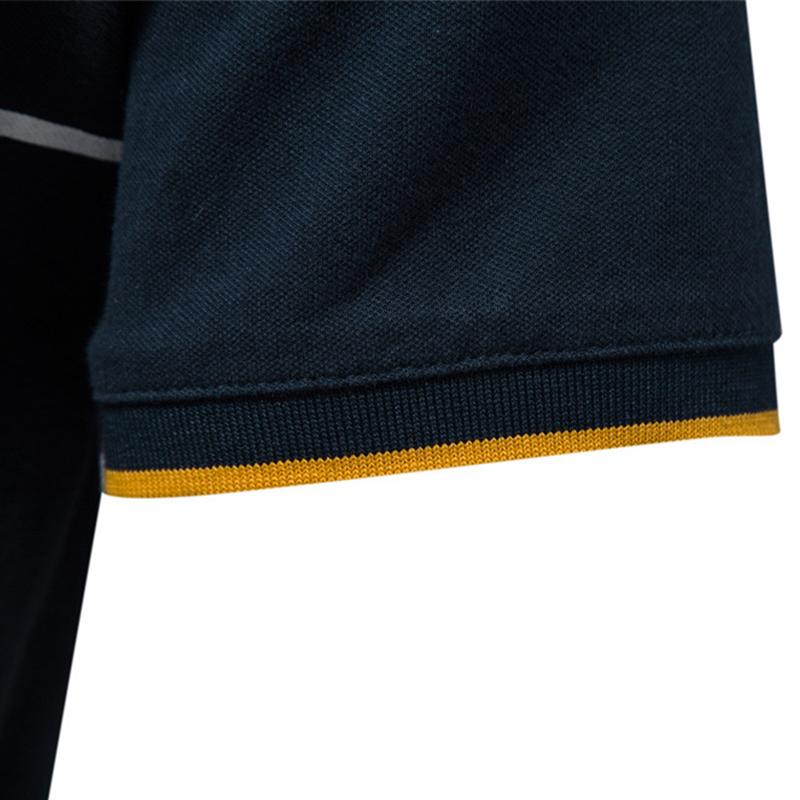 Mens Casual Colorblock Striped Lapel Short-sleeved Polo Shirt 80712757M