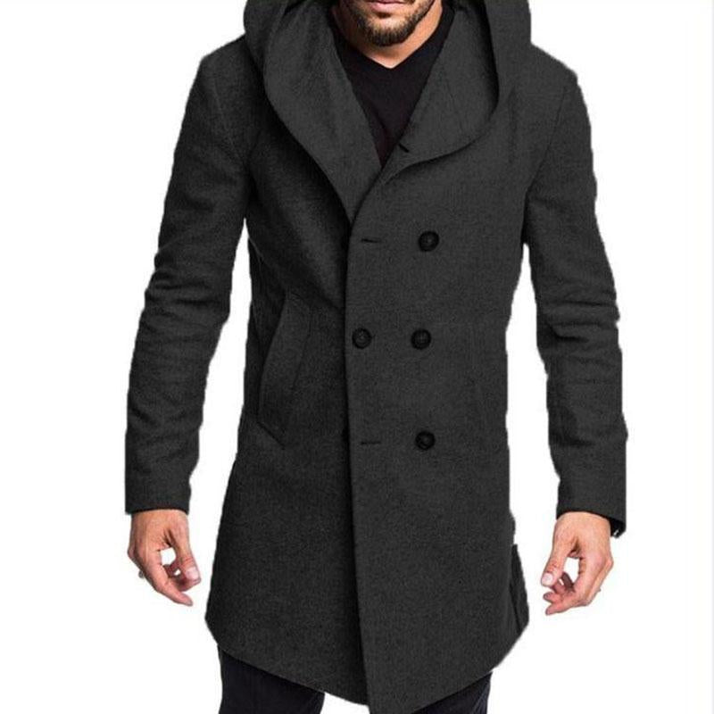 Mens Casual Hooded Double Breasted Coat 61052493M