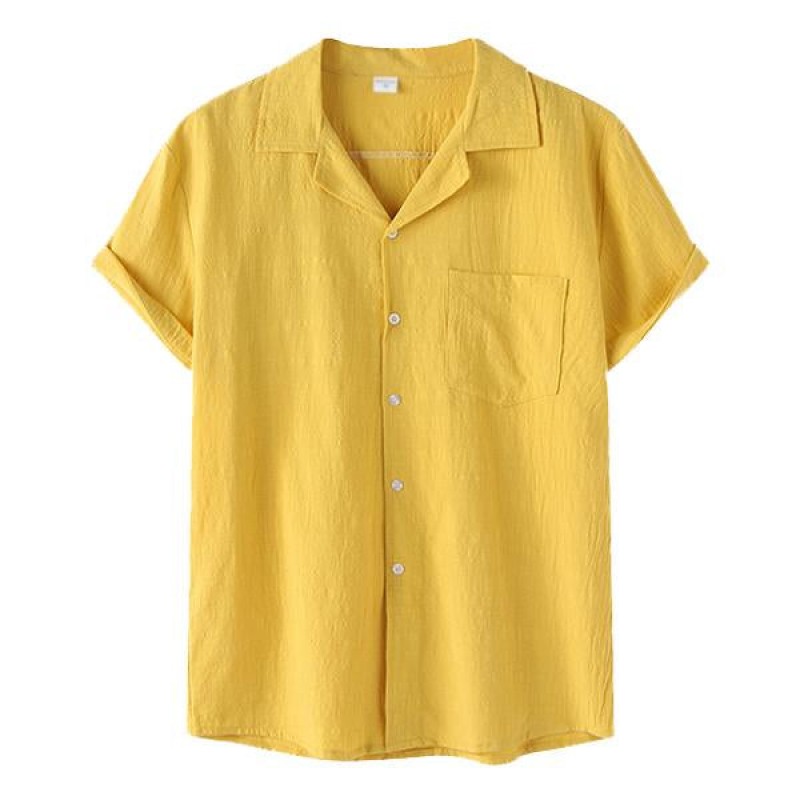 Mens Casual Thin Cotton Linen Short Sleeve Shirt 56599850M