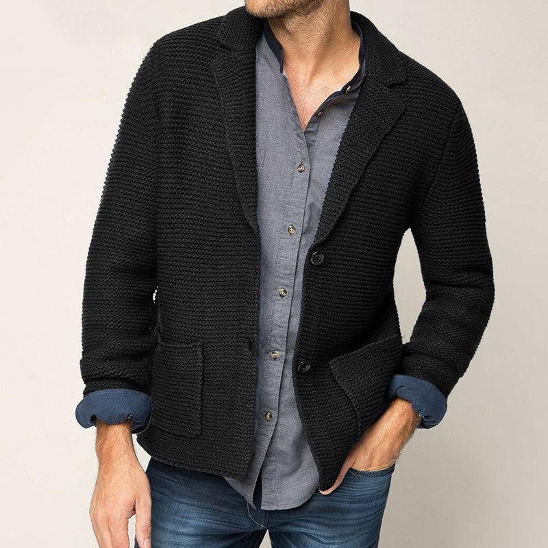 Mens Casual Lapel Long Sleeve Knit Cardigan 90618023M