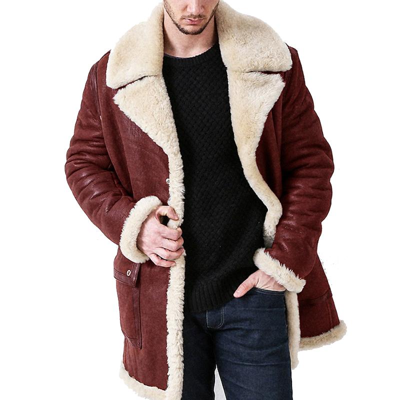 Mens Fleece Lapel Single Breasted Coat 40650439X