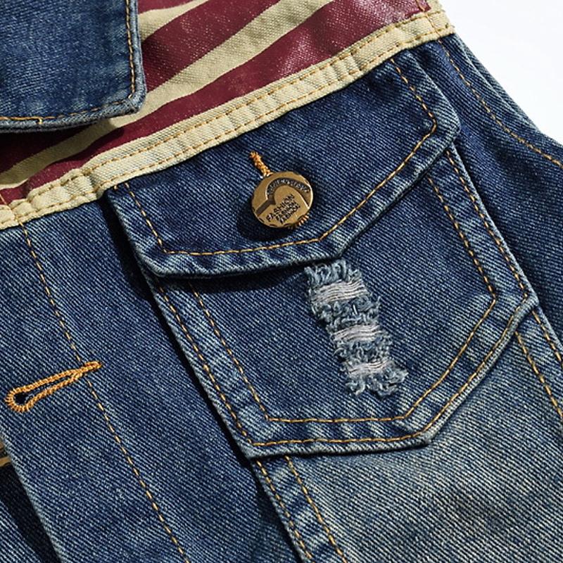 Mens Casual Vintage Flag Denim Vest 83040802Y