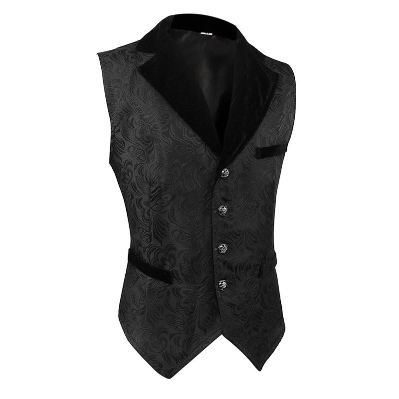 Mens Solid Color Jacquard Lapel Vest 81101790X