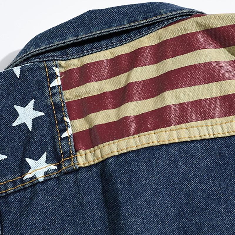 Mens Casual Vintage Flag Denim Vest 83040802Y