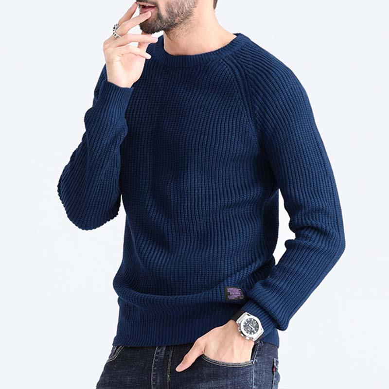 Mens Casual Round Neck Long Sleeve Knitted Pullover Sweater 32927096M