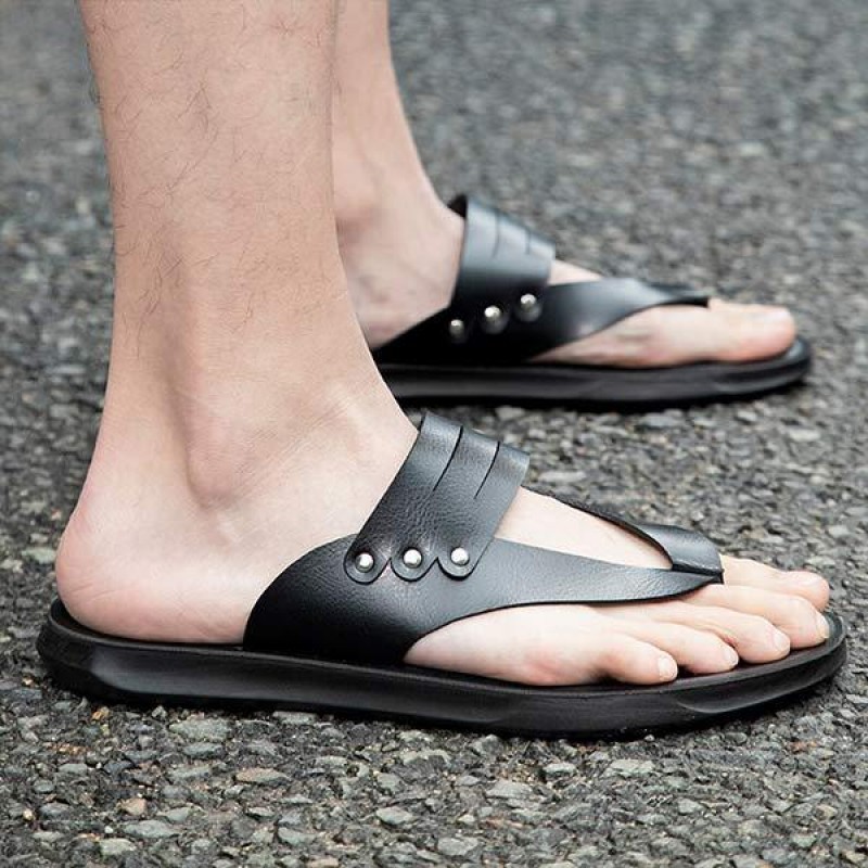 MENS SAND FLIP-FLOPS LEATHER SLIPPERS 95091232