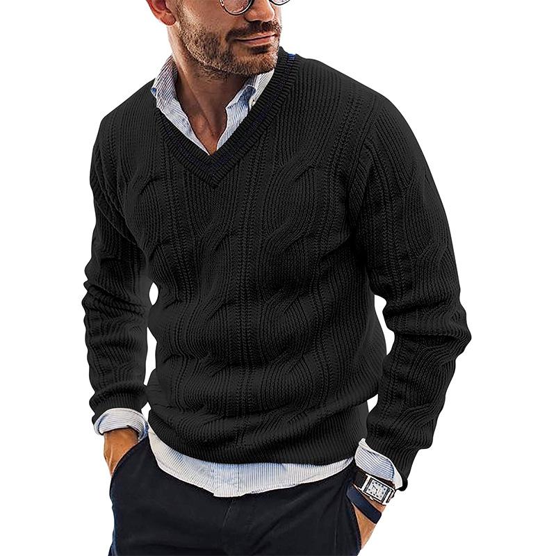 Mens V-Neck Slim Fit Long Sleeve Pullover Sweater 96176921M