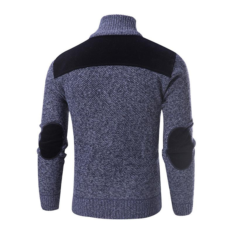 Mens Casual Stand Collar Contrast Color Zipper Knit Cardigan 66474448M