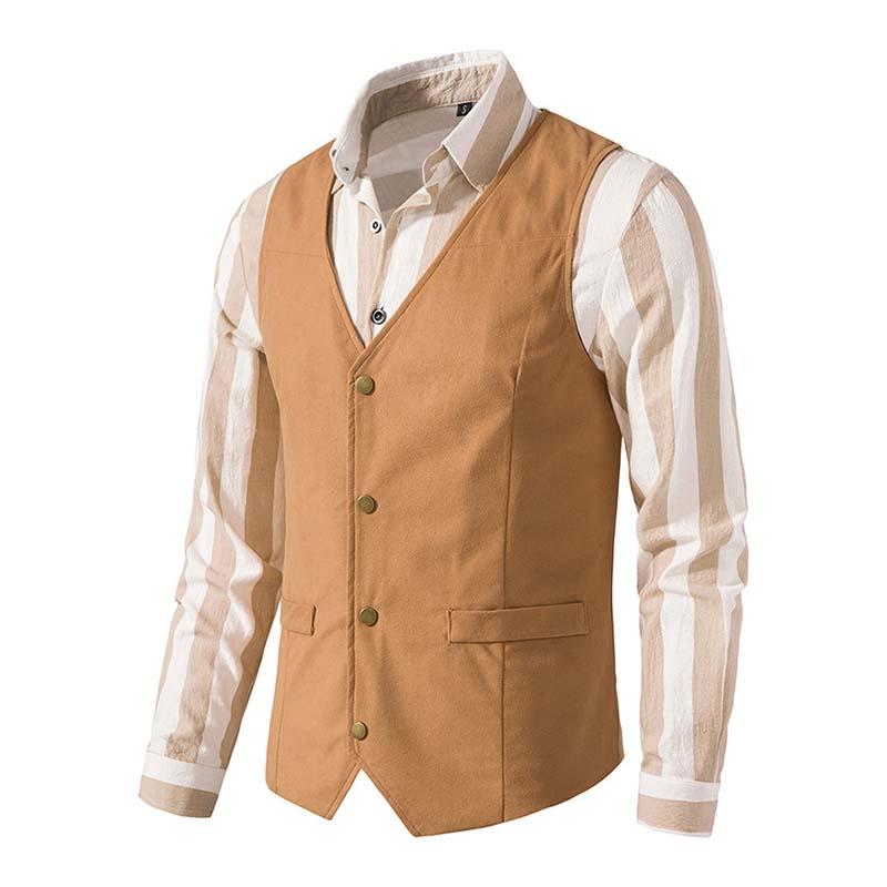 Mens Vintage Slim V Neck Single Breasted Vest 49764843M (Shirt Excluded)