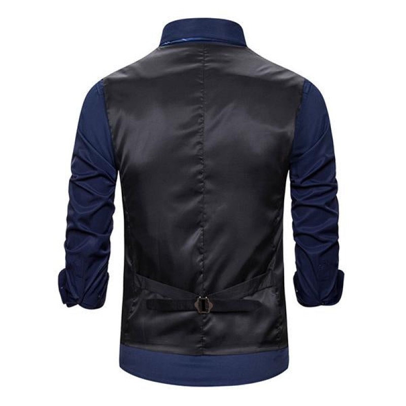 Mens Ethnic Print V-Neck Dress Vest 36969724M