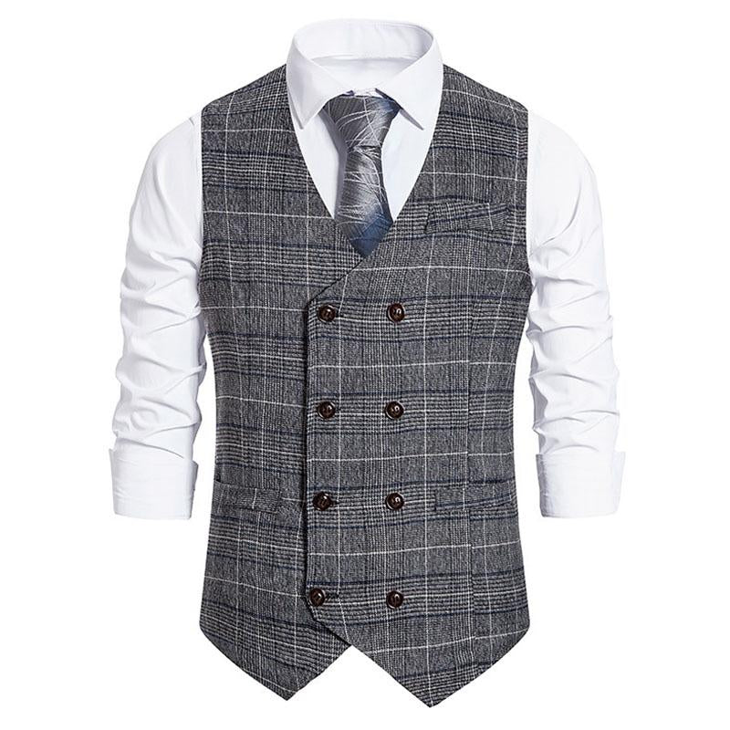 Mens Double Breasted Slim Fit Vintage Suit Vest (Shirt And Tie Excluded) 93941750M