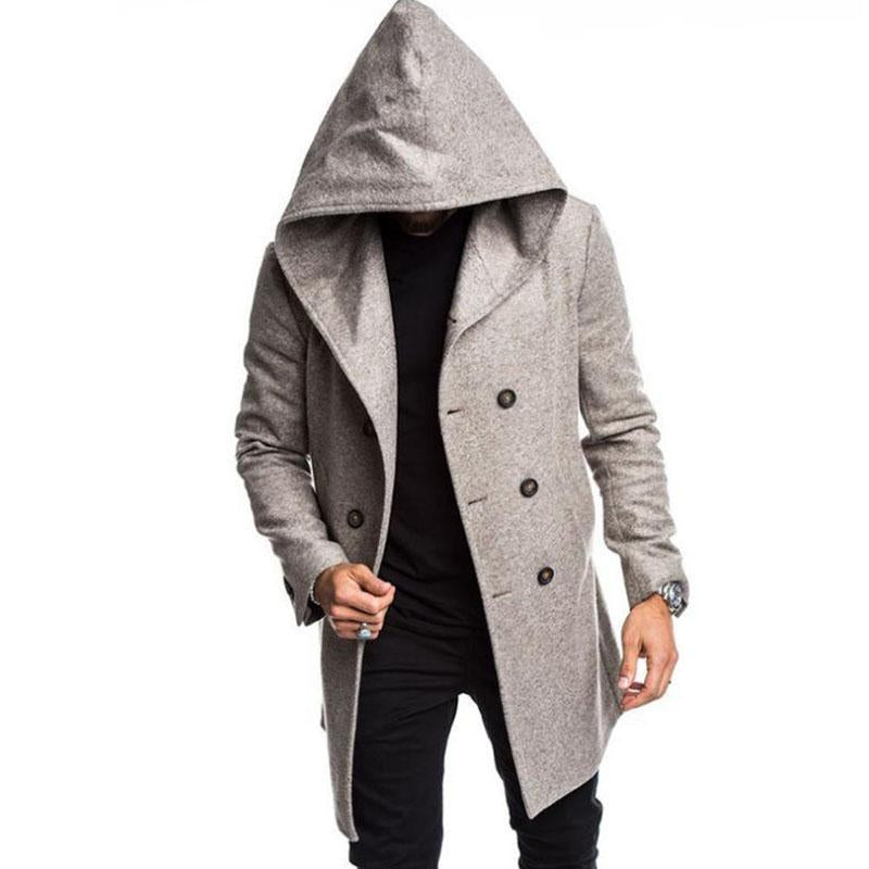 Mens Casual Hooded Double Breasted Coat 61052493M