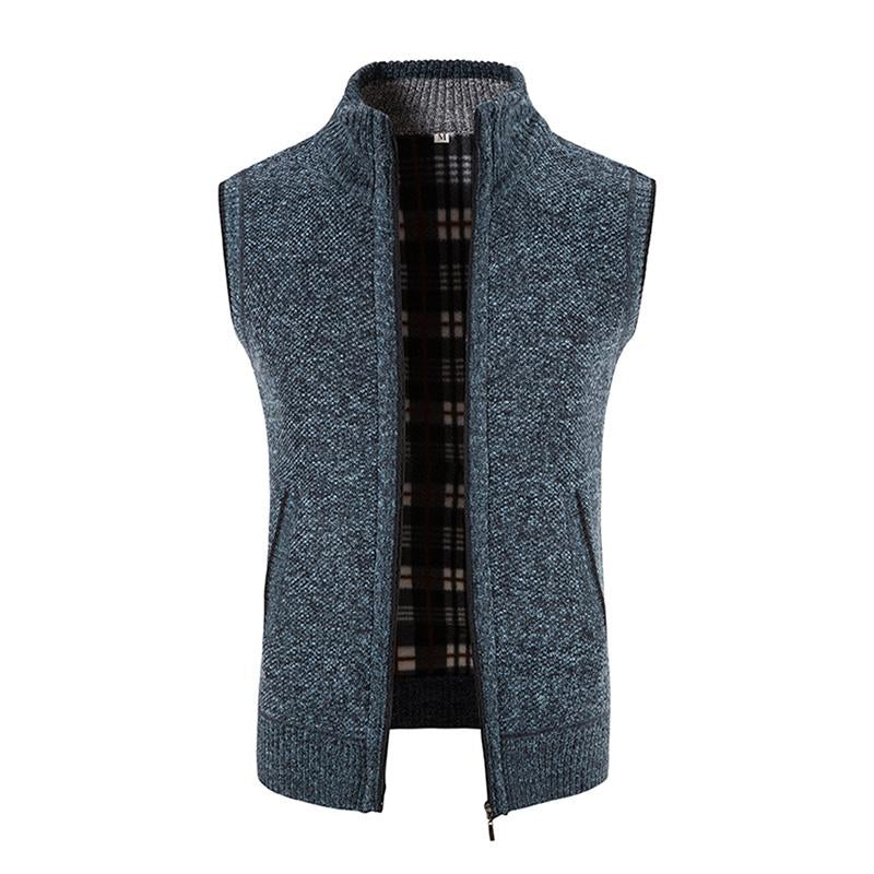 Mens Casual Stand Collar Zipper Knitted Vest 07947834M