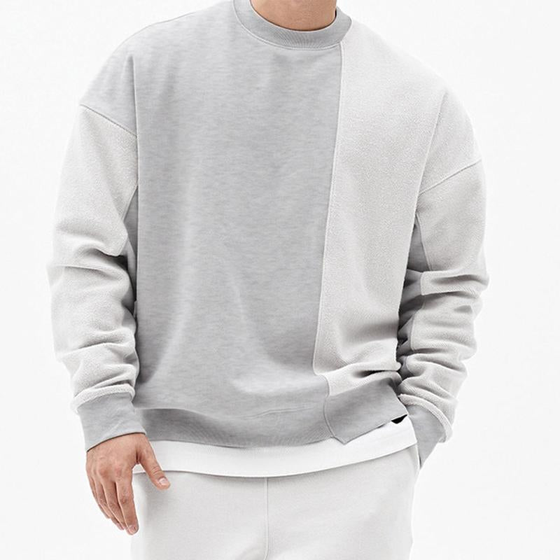 Mens Loose Solid Color Stitching Sweatshirt 42950665Y