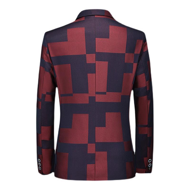 Mens Vintage Print Slim Fit One Button Blazer 53772172M
