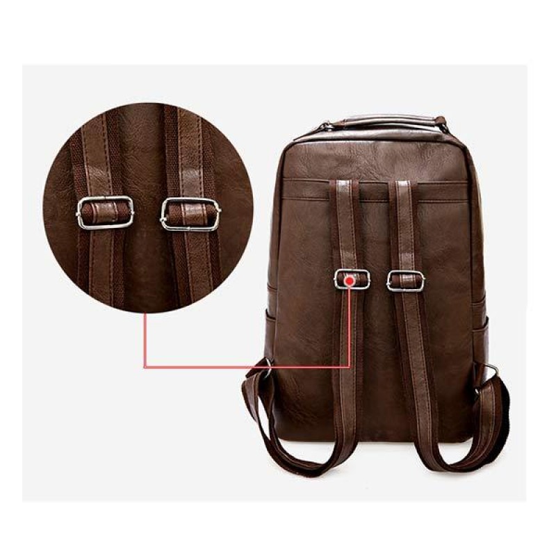 VINTAGE BUSINESS ZIP FLAP LEATHER BACKPACK