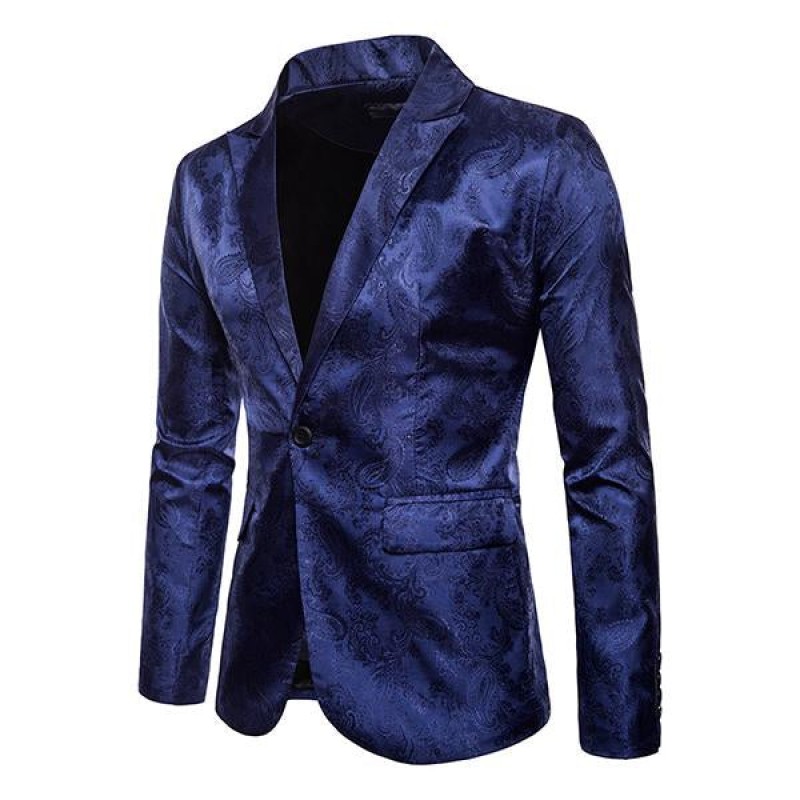 Mens Court Jacquard One Button Fitted Blazer 77902686M