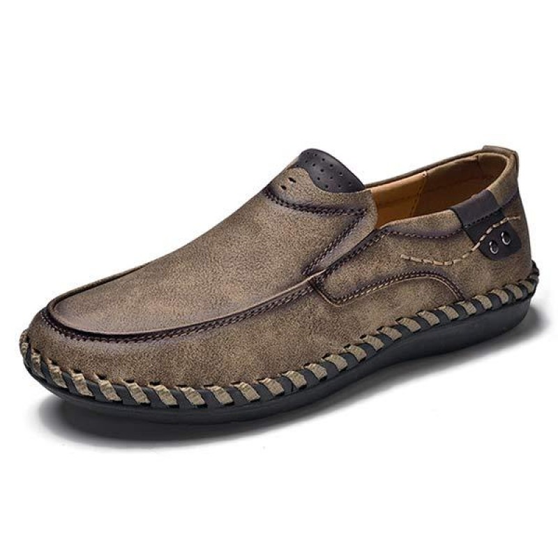 MENS RETRO SLIP-ON LEATHER SHOES 09572323