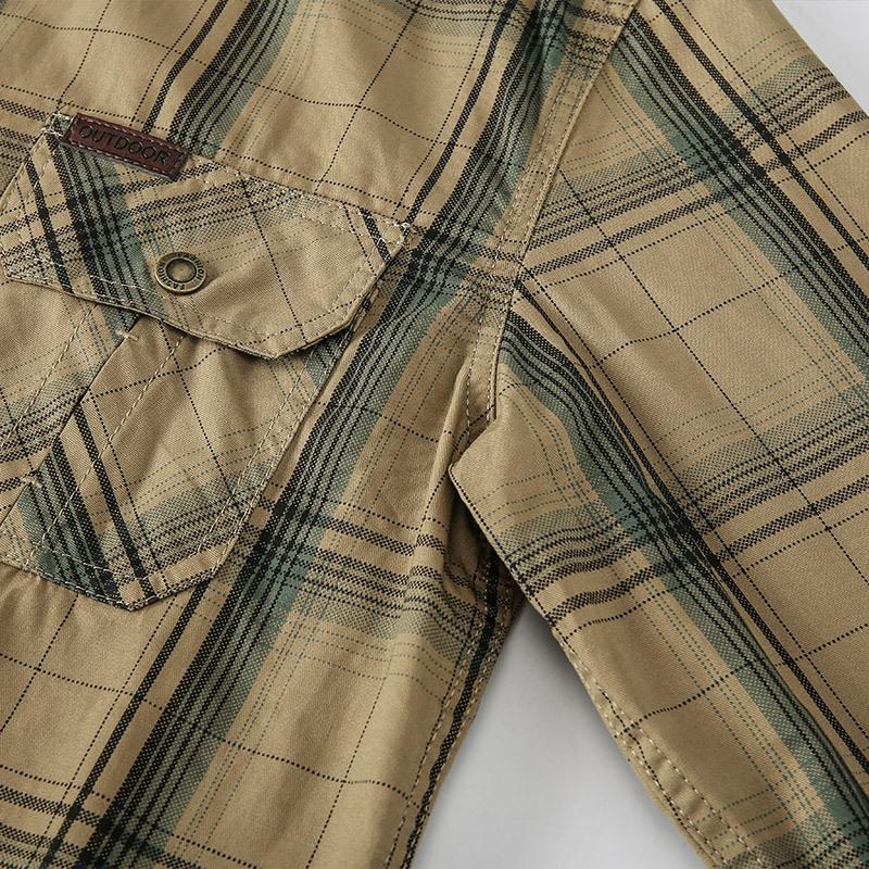 Mens Casual Cotton Plaid Long Sleeve Shirt 89270182M