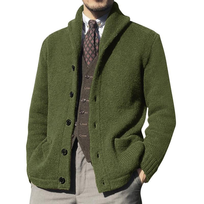 Mens Solid Color Button Knit Jacket 39990512X