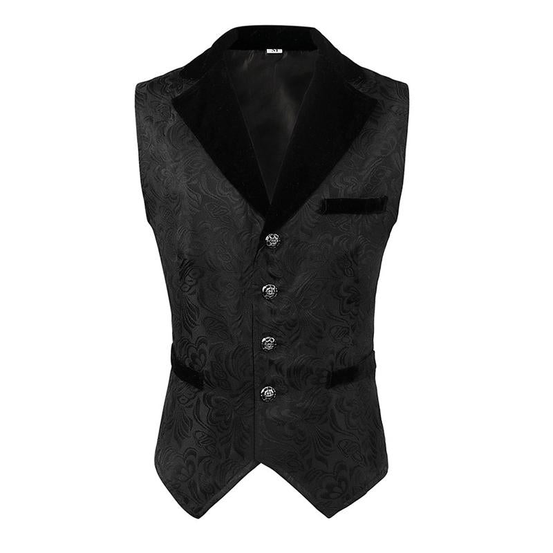 Mens Solid Color Jacquard Lapel Vest 81101790X