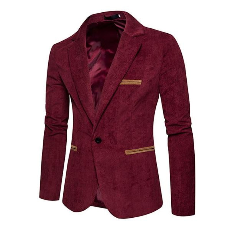 Mens Casual Contrast Lapel Corduroy Blazer 42501410M