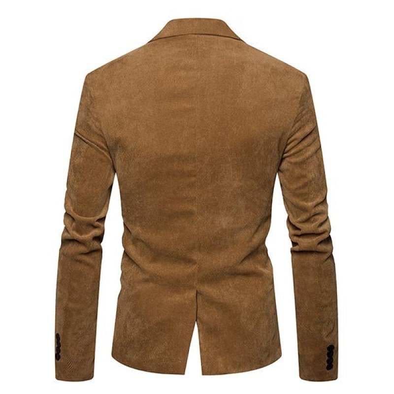 Mens Casual Contrast Lapel Corduroy Blazer 42501410M