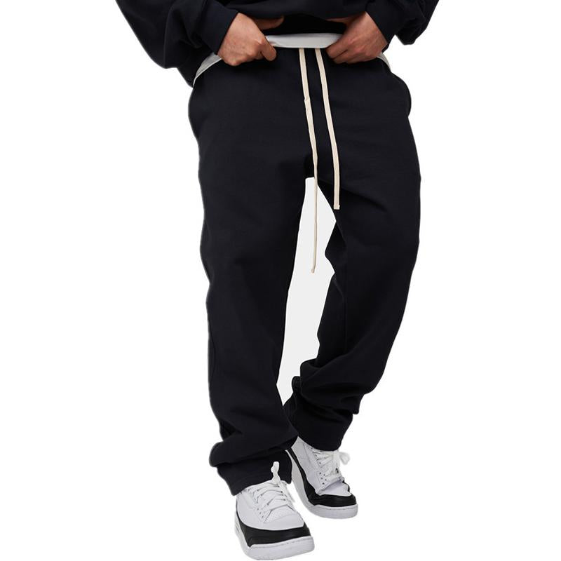 Mens Casual Solid Color Loose Drawstring Sweatpants 77682554Y