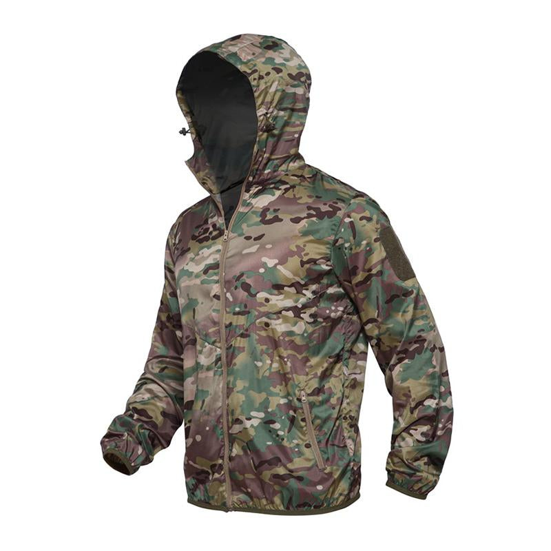 Mens Outdoor Sunscreen Breathable Quick-Drying Tactical Hooded Jacket 95934041M