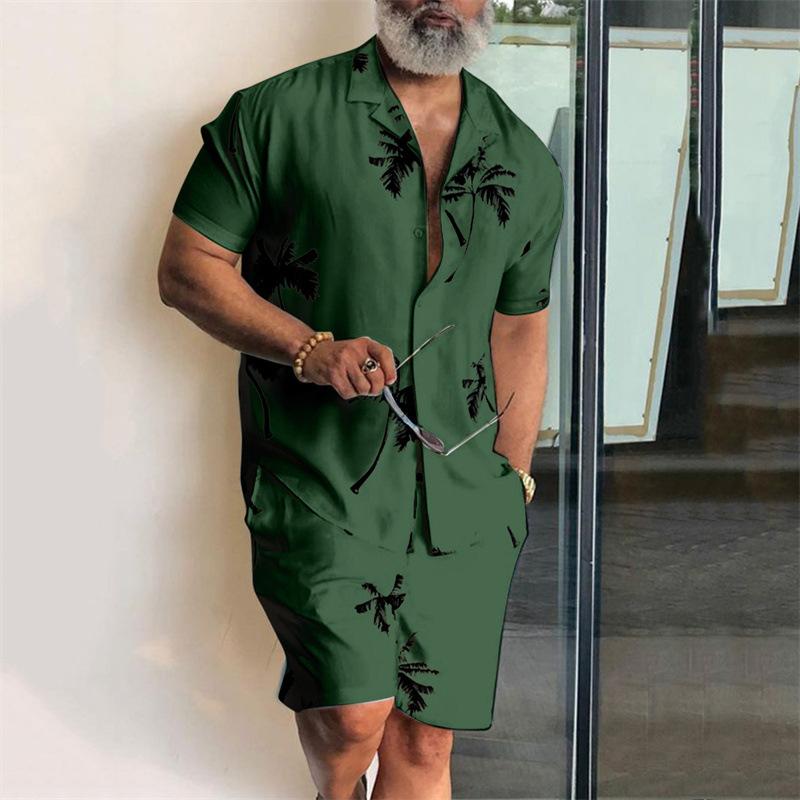 Mens Beach Loose Printed Two-Piece Set 80039685X
