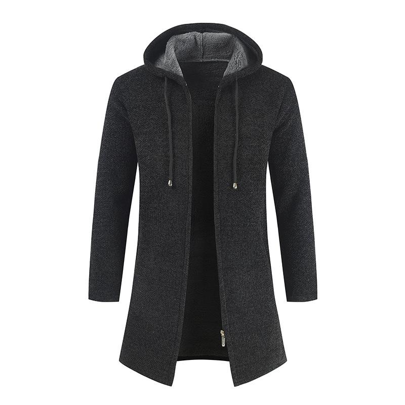 Mens Mid-length Hooded Knitted Cardigan Jacket 91084677X
