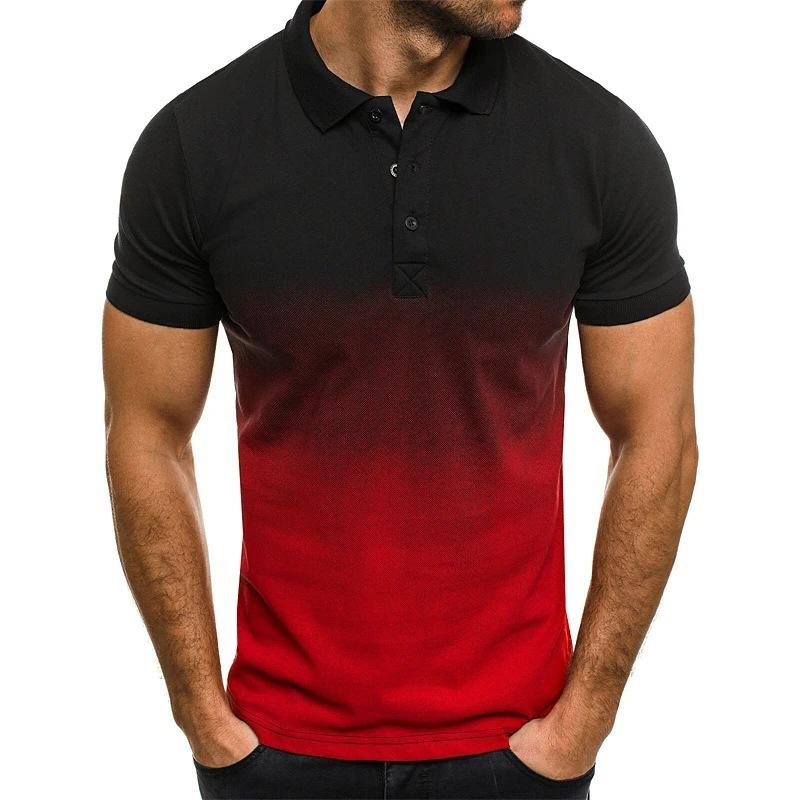 Mens Casual Gradient Print Short Sleeve POLO T-shirt 26429298Y