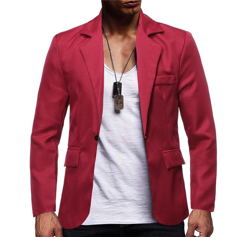 Mens Solid Color Single Breasted One Button Blazer 77926916X