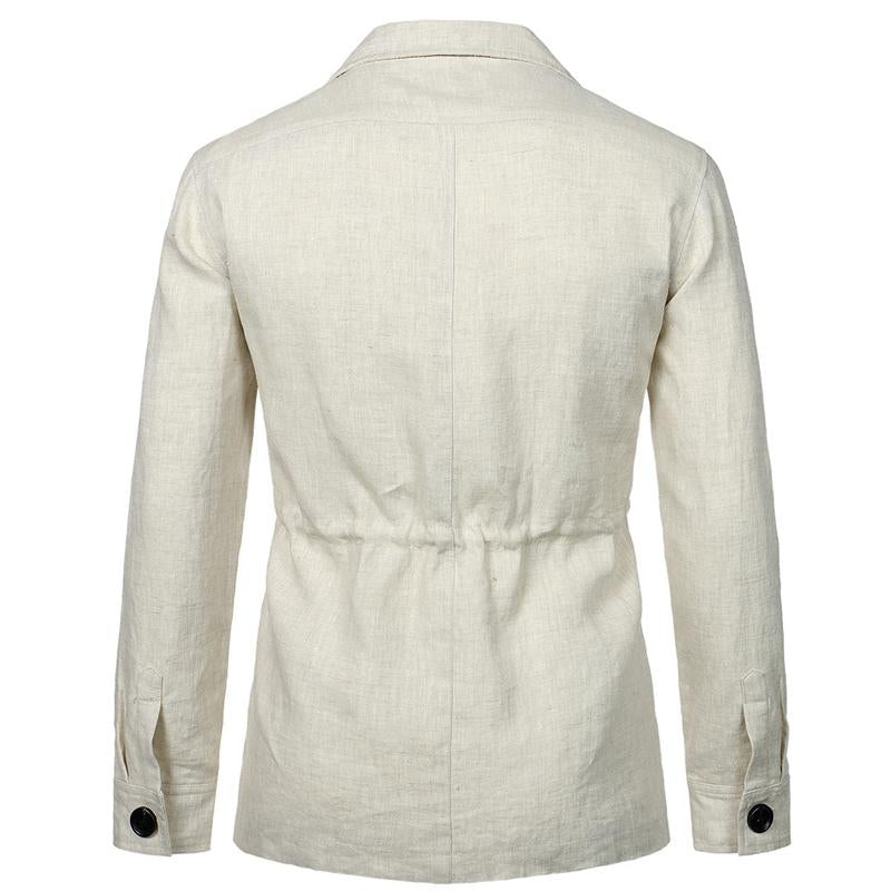 Mens Casual Linen Multi-Pocket Cargo Thin Jacket 32125482Y