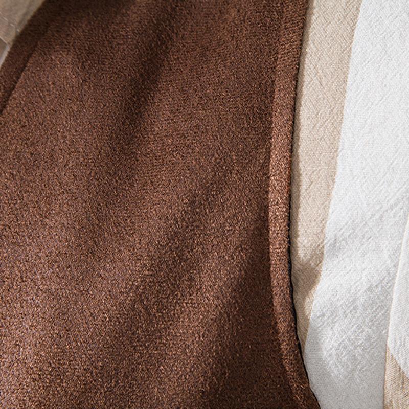 Mens Vintage V Neck Suede Vest 00119739X